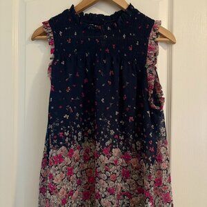 Maurices Floral Sleeveless Blouse - Size 0 - Navy & Pink